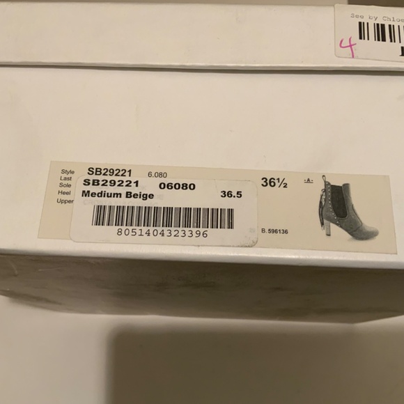 See by Chloé Medium Beige Tan Suede Tasseled Studded Bootie Nude Ankle Boot 36.5 - Picture 5 of 11